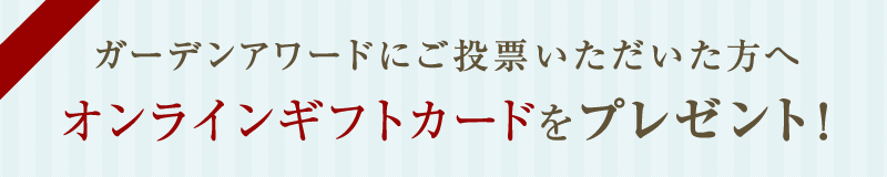 エスティナガーデンアワード15周年を記念し、メールフォームでご投票いただいた方の中から抽選で10名様にオンラインショッピングサイトで使えるギフト券3,000円をプレゼント！